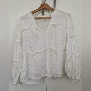 Anthropologie Cream Textured Blouse